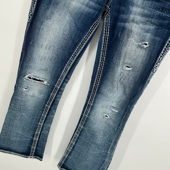 VTG y2k Womens Low Rise Rock Revival Medium Wash Blue Denim Sundee Bootcut Jeans - Picture 5 of 8